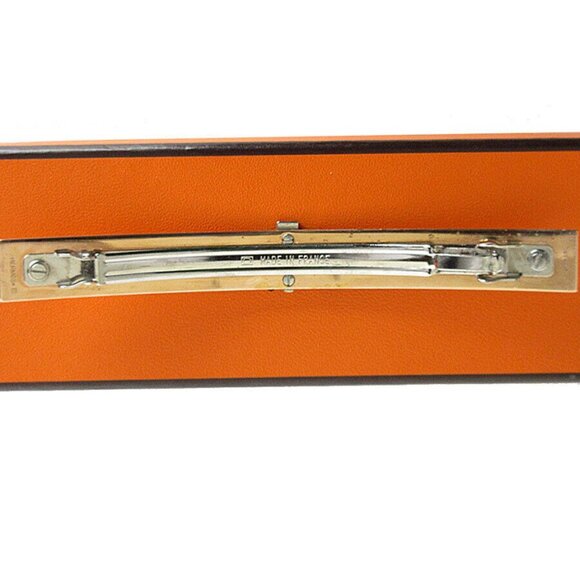 Auth HERMES Barrette Hair Clip Pink Gold/Silver/Black metal/enamel s0157i - Picture 6 of 8